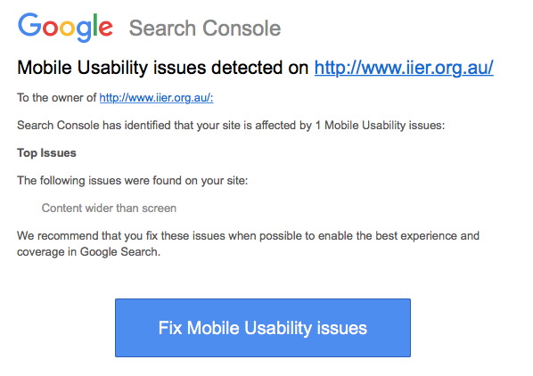 Google Search Console mobility issues advice